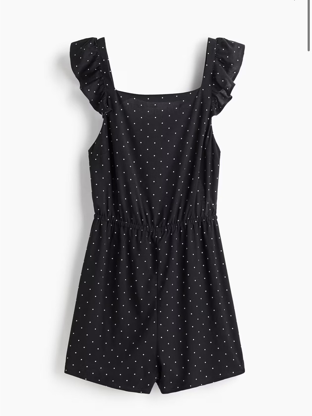 H&M Black Polka Dot Ruffle Strap Romper